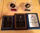 Top two awards are gold and bronze from Alberta provincials. The bottom 3 are awards from Mallory's Calgary club.